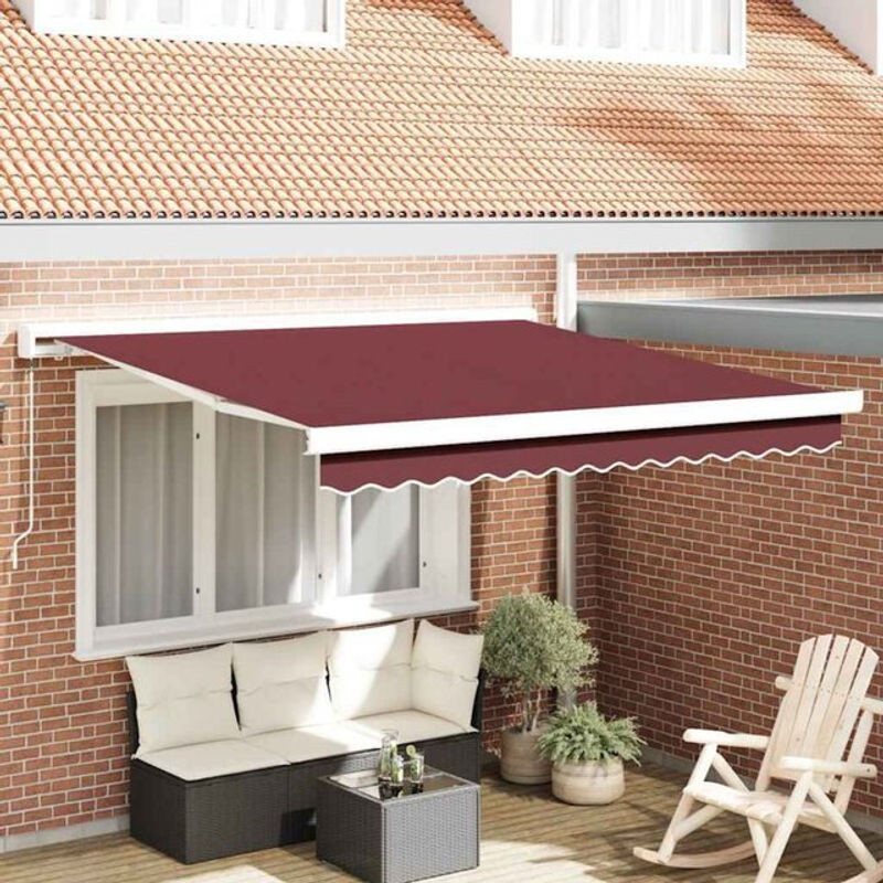 Manuelle Markise von Vidaxl in Rot und Weiß aus Polyester und Aluminium, B: 300 cm, H: 250 cm - Bild 1