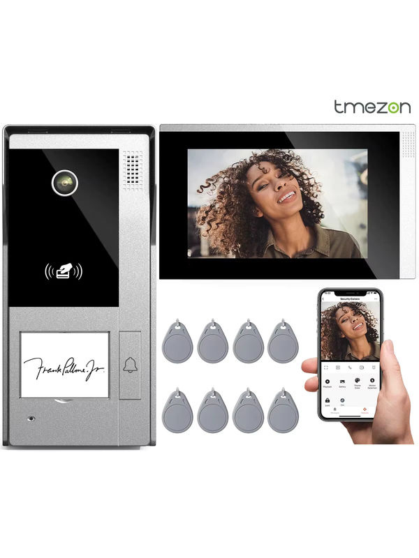 TMEZON WiFi Video-Gegensprechanlage mit 7 Zoll 1080P Touchscreen IP Türsprechanlage und Fernentriegelung in Weiß oder Silber - Bild 6
