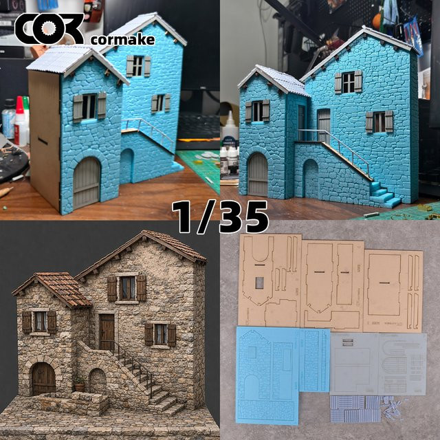 CorMake Steinhaus im Altdeutschen Stil, Miniatur-Bausatz-Modell, Maßstab 1/35 - Bild 1