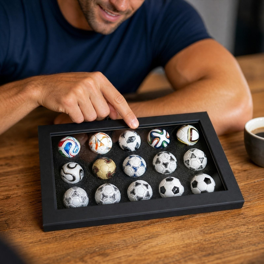 Hong Art Mini-Fußball-Sammlung Ausstellungsbox 15-teiliges Set Schwarz - Bild 6