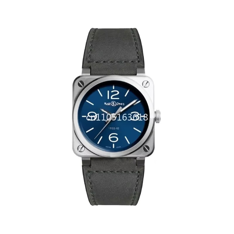 HAOYUNMA Digitaluhr, Herren, Eckig, Blau, Silber, Edelstahl, Leder - Bild 2