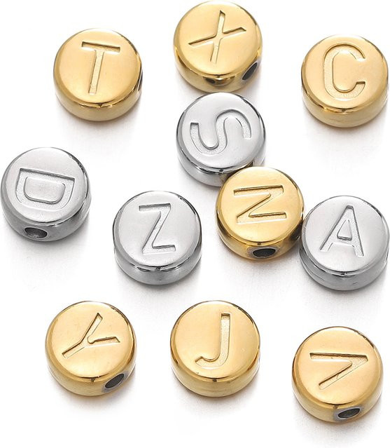 YouYoungDifferent Alphabet Spacer Perlen, Edelstahl, 7 mm - Bild 1