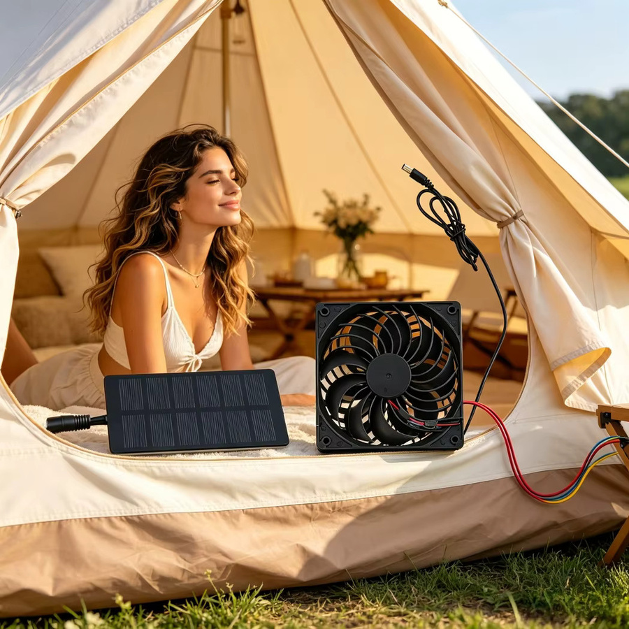 EESBAO Solarpanel-Abluftventilator 0,8W 4V energiesparender Lüfter in Grün und Schwarz für Außenbereich, Tierhaus, Hühnerstall, Wohnmobil und Gewächshaus - Bild 2