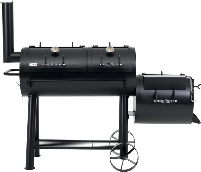 Tepro Indianapolis Offset Smoker Holzkohlegrill mit Thermometer im Deckel Schwarz - Bild 1