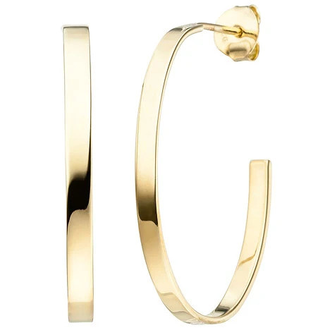 Colfem Creolen, Halbcreolen oval, 925 Silber, gold vergoldet, Unisex - Bild 1