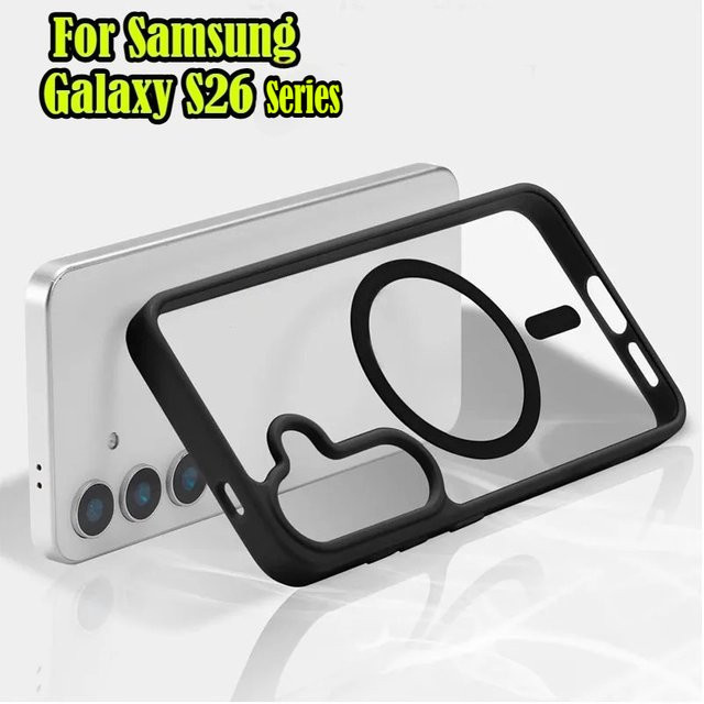 MagSafe Candy Clear Handyhülle für Samsung Galaxy S26 S25 Edge S24 FE S23 S22 Ultra Magnetische Kabellose Lade-Rückabdeckung in Transparent und Blau - Bild 1