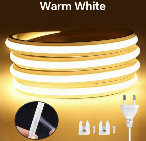 MALITAI COB LED Neon Lichtstreifen aus Silikon, weiß, 4m, feuerfest und selbstklebend, 220V mit EU-Stecker