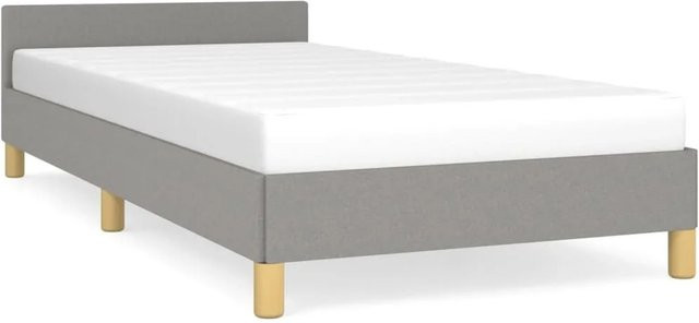 vidaXL Bettgestell mit Kopfteil in Hellgrau aus Stoff, B/T/H: 90 x 200 x 103 cm - Bild 1