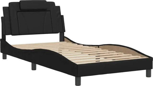 vidaXL Bettgestell Viana in Schwarz aus Kunstleder mit LED-Unterbettbeleuchtung und USB-Ladeport, B/T/H: 100 x 200 cm - Bild 1
