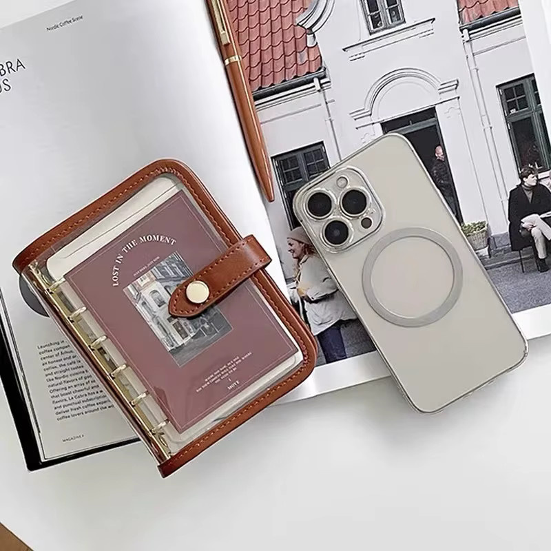 Transparentes Loseblatt Notebook im koreanischen Stil, abnehmbarer Business Planer und Tagebuch, A5, Braun - Bild 3