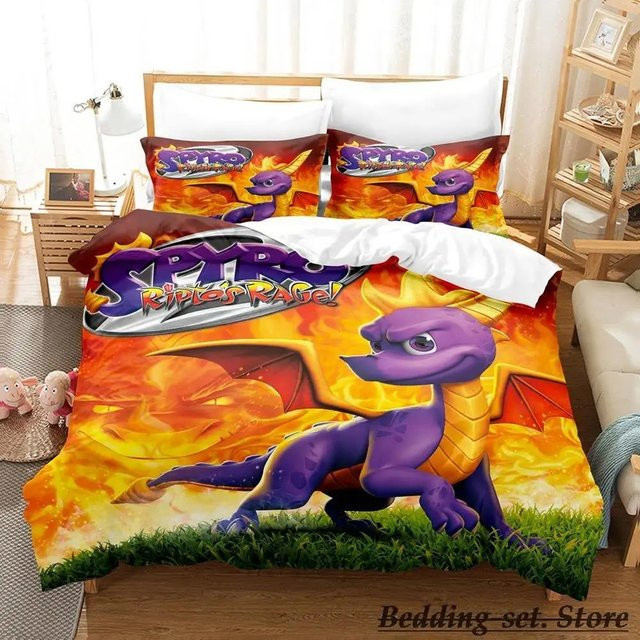 Spyro Reignited Trilogy Bettwäsche Kollektion für Erwachsene und Kinder, Bettbezug im Anime Spiel Design, B/H: 200 x 200 cm - Bild 1
