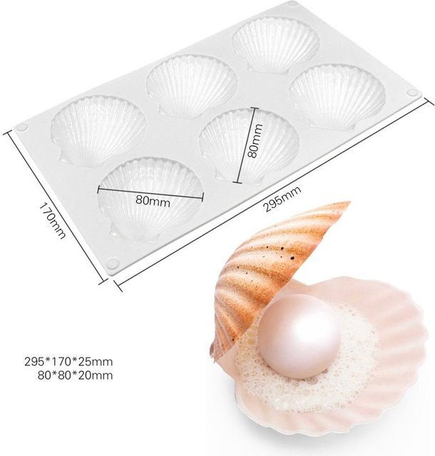 LChome Silikonbackform Meibum mit Meeresmotiv Muschel- und Perlen-Design in Weiß - Bild 1
