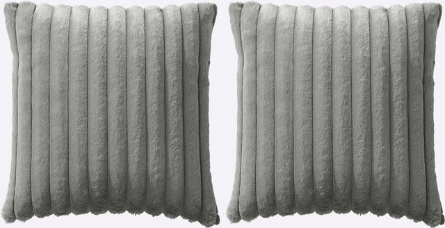 Heine Home Plaid in Grau, gestreift und reversibel, Kunstfell aus 100% Polyester, B/T/H: 200 x 150 x 2 cm - Bild 1