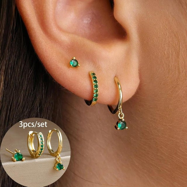 Yiran Jewelry Ohrhänger-Set, Edelstahl, 18 Karat vergoldet, Damen - Bild 1