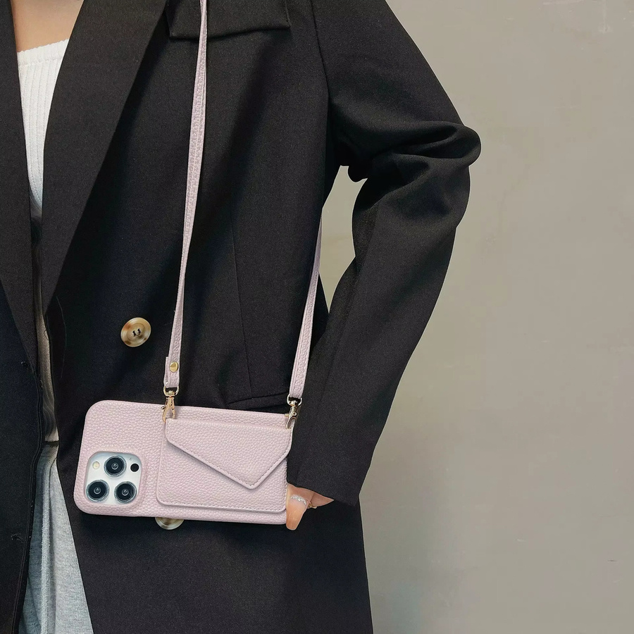 szHAIyu Umhängetasche und Geldbörse mit Handyhülle für iPhone, Lederhülle mit Lanyard und Kreditkartenfach, Farbe: Pink - Bild 2