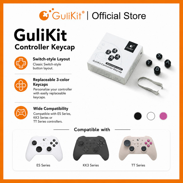 GuliKit NS62 Tastenkappen in Grau für ES Pro, KK3 Serie und TT Serie Controller mit Switch-Layout Tastenplatzierung - Bild 1