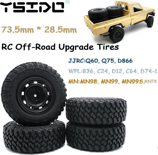YSIDO RC-Offroad-Reifen, 73,5 mm, 5 mm Sechskant, Schwarz, Gummi - Bild 1