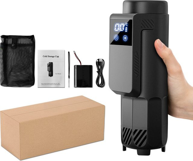 SUOLAER Tragbarer Insulin-Kühlbecher mit LCD-Display, Mini-Vakuum-Medikamentenkühlschrank für Outdoor und unterwegs, Schwarz - Bild 1