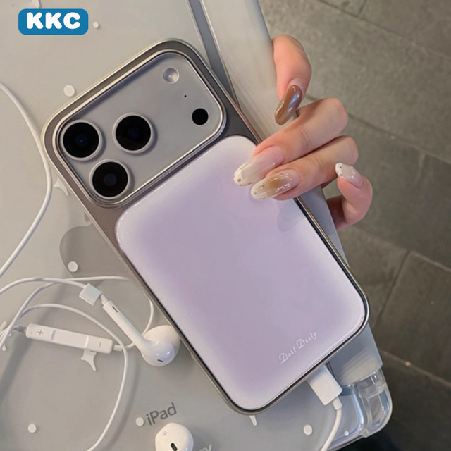 DecoPhone Handyhülle im Korea-Stil mit lila Farbverlauf und silbernen Kanten, stoßfest, passend für iPhone XR/11/12/13/14/15/16/17 Pro Max - Bild 1