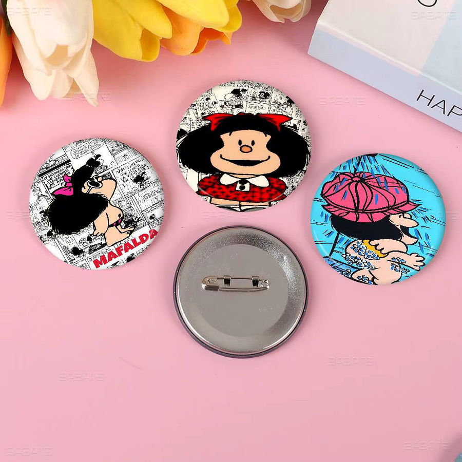 Potdemiel Anstecknadel Cartoon Mafalda, Metall, Rund - Bild 2