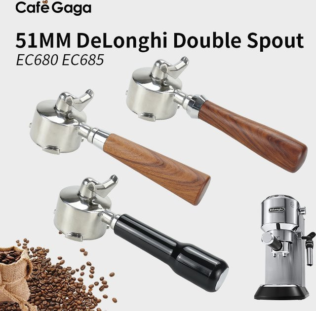 Delonghi Dedica Espresso Maschine Zubehör: 51mm Nackter Siebträger mit Filterkorb in Silber für EC680 und EC685 - Bild 1