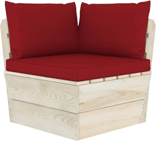 vidaXL Garten-Paletten-Ecksofa mit Kissen aus imprägniertem Fichtenholz in Weinrot - Bild 1