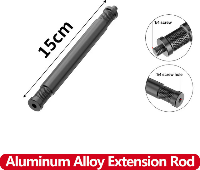 EXSKOF Aluminiumlegierung Verlängerungsstange mit 1/4-Zoll-Montageadapter in Schwarz für GoPro Hero 13 12 11 10 9 Max und Insta360 X5 X4 X3 X2 Action-Kameras - Bild 1