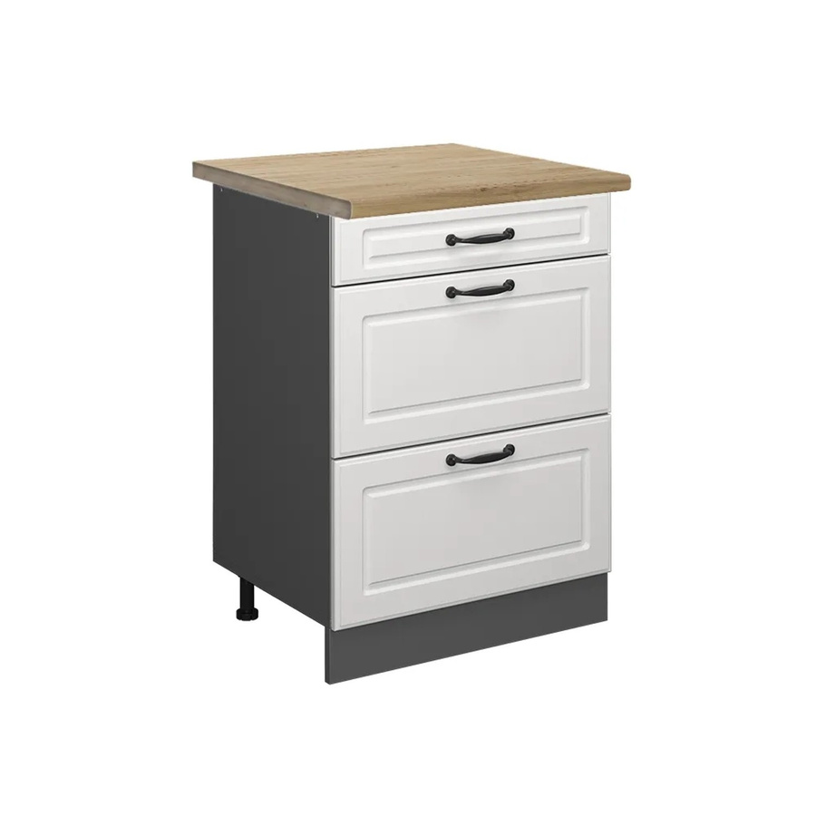 Vicco Küchenunterschrank R-Line Landhaus in Weiß und Anthrazit mit Eiche-Optik und Schubladen, Breite: 60 cm - Bild 2