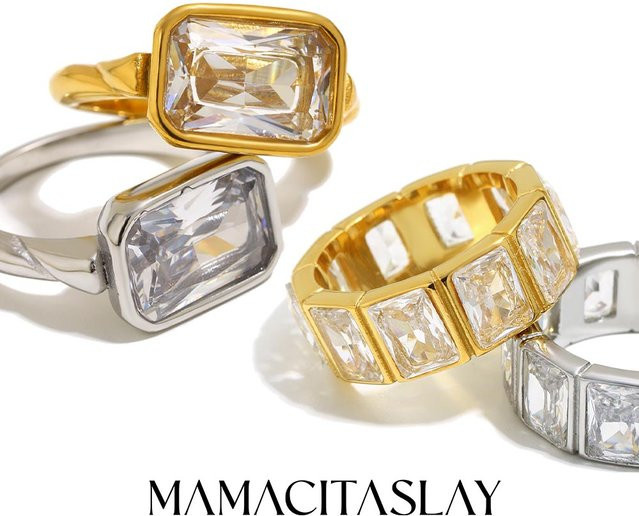 MamacitaSlay Ring Edelstahl, Gold, Zirkonia, Damen - Bild 1