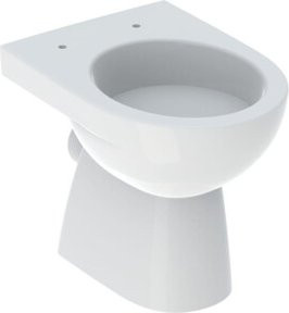 Geberit Stand-WC Renova Tiefspüler in Weiß mit horizontalem Abgang und teilgeschlossener Klodeckel-Funktion - Bild 1
