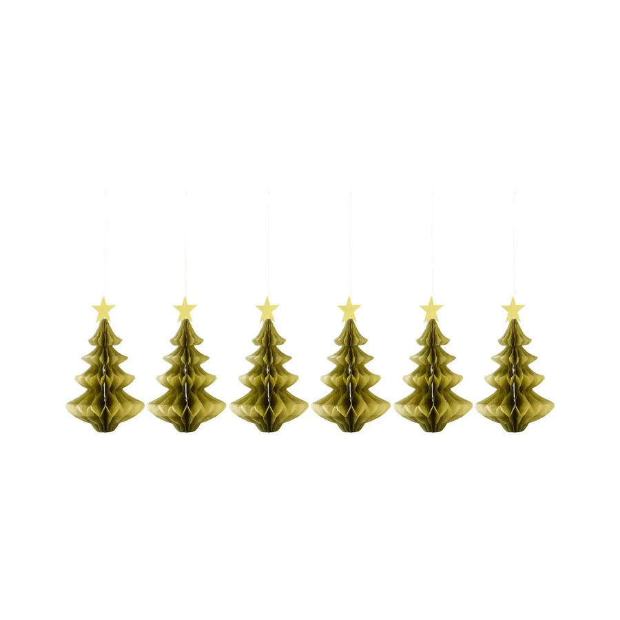 House Doctor Weihnachtsornament Baum in Gold, 6er Set, Höhe: 14 cm - Bild 1