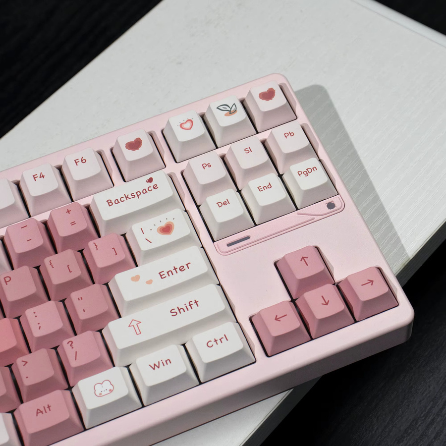 Venit Keys PBT Tastenkappen mit Liebesherz-Design in Pink, 129/23 Tasten, Cherry Profile für mechanische MX Switches - Bild 4