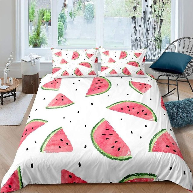 JMG Household Supplies Bettwäscheset mit 3D Wassermelone Print für Kinder, 3-teiliges Bettwäscheset aus Mikrofaser in Multicolour, B/H: 135 x 200 cm - Bild 1
