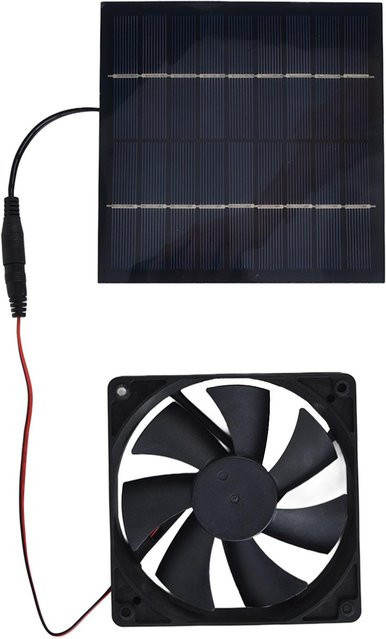 TOMTOP JMS Solarbetriebener Abluftventilator 10W mit wasserdichtem Solarmodul Set in Schwarz - Bild 1