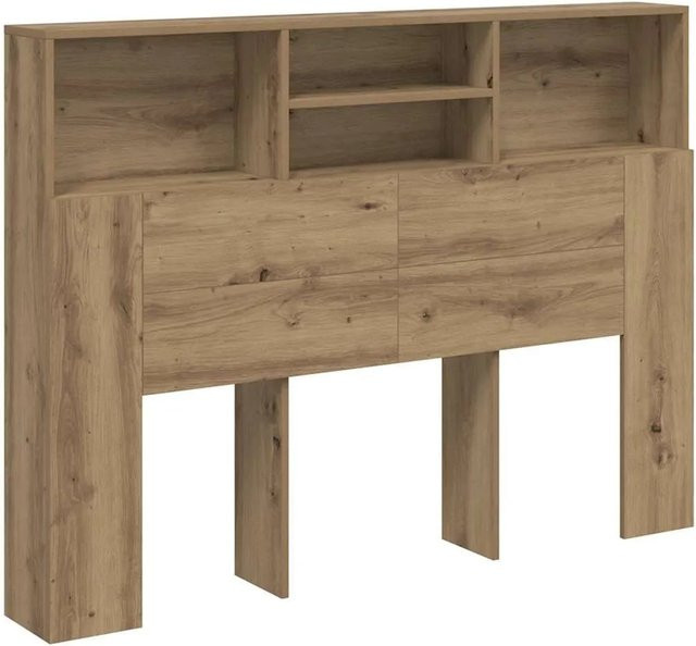 vidaXL Kopfteilschrank Artisan-Eiche in Braun mit integriertem Regal für das Schlafzimmer, B/T/H: 140 x 19 x 103,5 cm - Bild 1