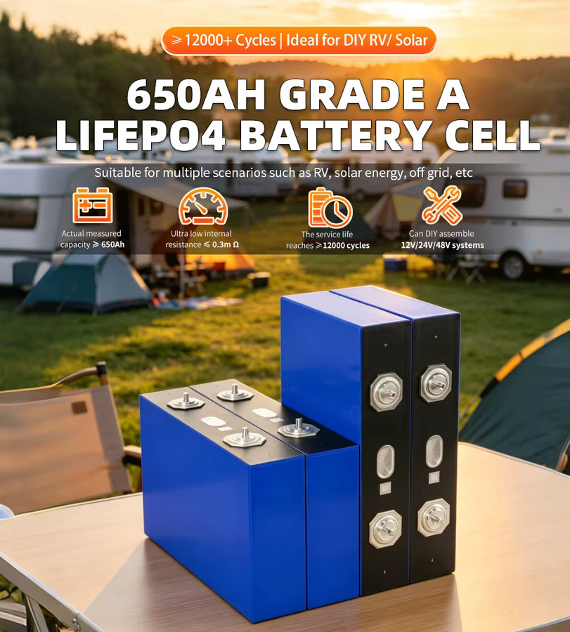 Fullfutura LiFePO4 Batterie 3,2V 650Ah mit Klasse A Lithium-Eisenphosphat-Zellen und integriertem Explosionsschutz in Blau für DIY-Montage in 12V/24V/48V/96V Systemen für Camping, Outdoor und Marine-Motoren - Bild 8