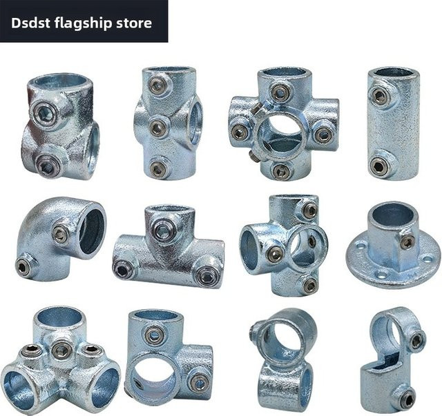 Verzinkter Stahl Rohrverbinder DN32 1,2 Zoll für Zaungeländer-Befestigungen, Farbe: Silber, Durchmesser: 40–42 mm - Bild 1