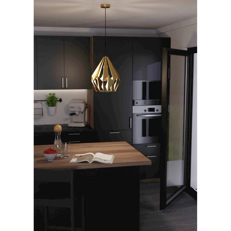 Eglo Hängeleuchte Carlton 1-flammig in Gold, modern und diamantförmig, Fassung E27, Durchmesser: 31 cm - Bild 2