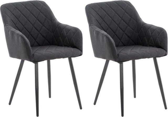 2er Set Esszimmerstühle DELUKE LISAN in Schwarz aus Stoff und Metall, moderne Küchenstühle B/T/H: 47 x 44 x 84 cm - Bild 1