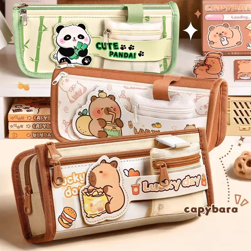 Niedliche Capybara Plüsch-Federtasche in Braun mit großem Fassungsvermögen für Kinder - Bild 3
