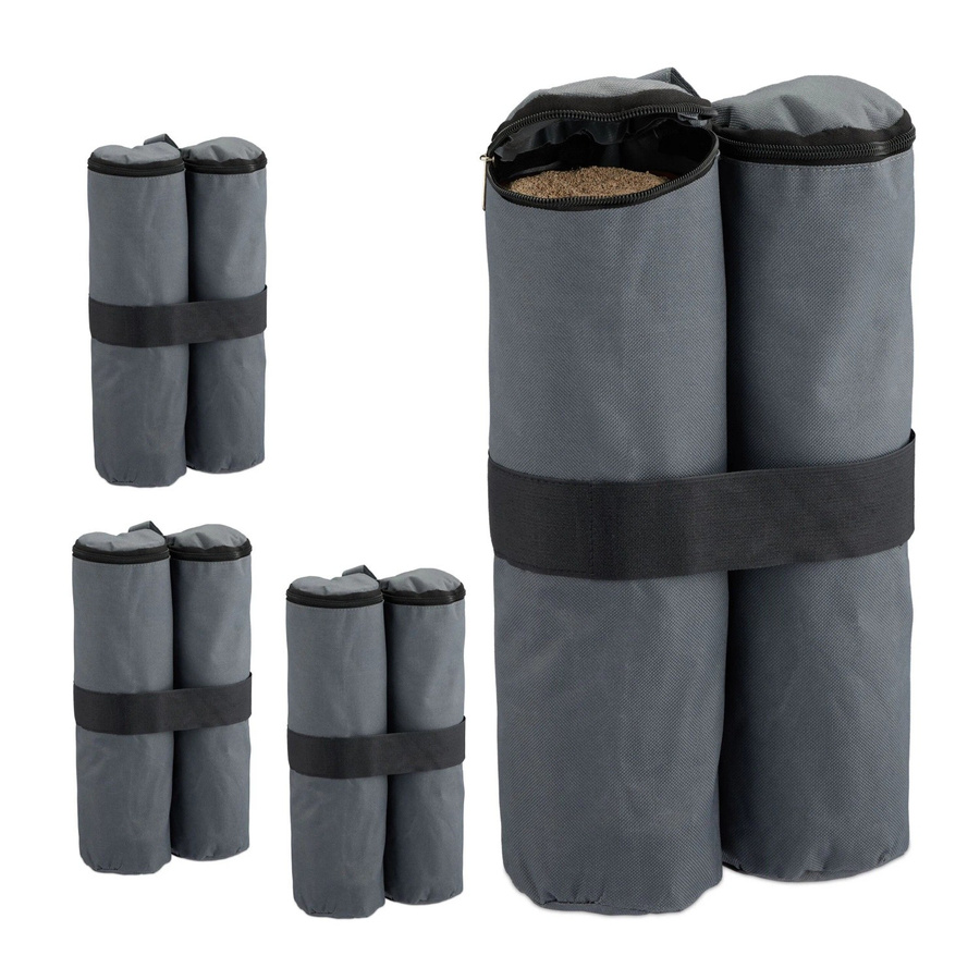 Relaxdays Pavillon Sandsäcke 4er Set aus grauem Polyester, wasserdicht, B/T/H: 40 x 42 x 1,5 cm - Bild 2