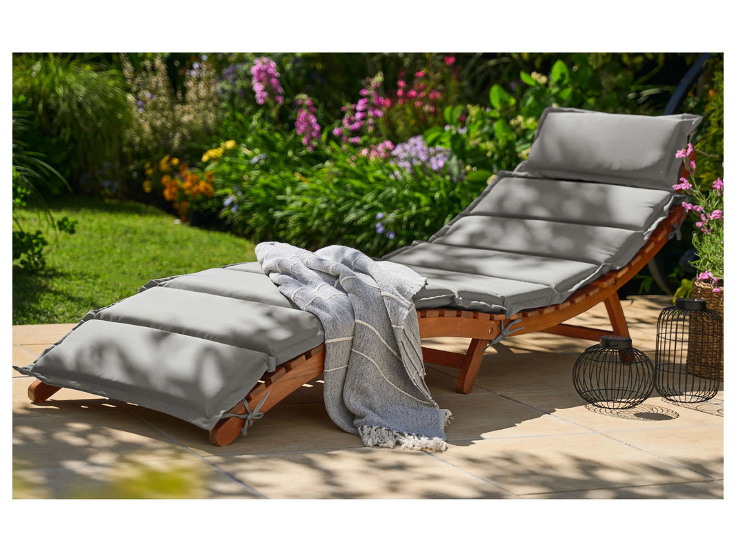 LIVARNO Relax-Sonnenliege Sevilla aus Akazie Massivholz in Grau mit verstellbarer Kopfstütze und wetterfestem Polyesterkissen - Bild 2