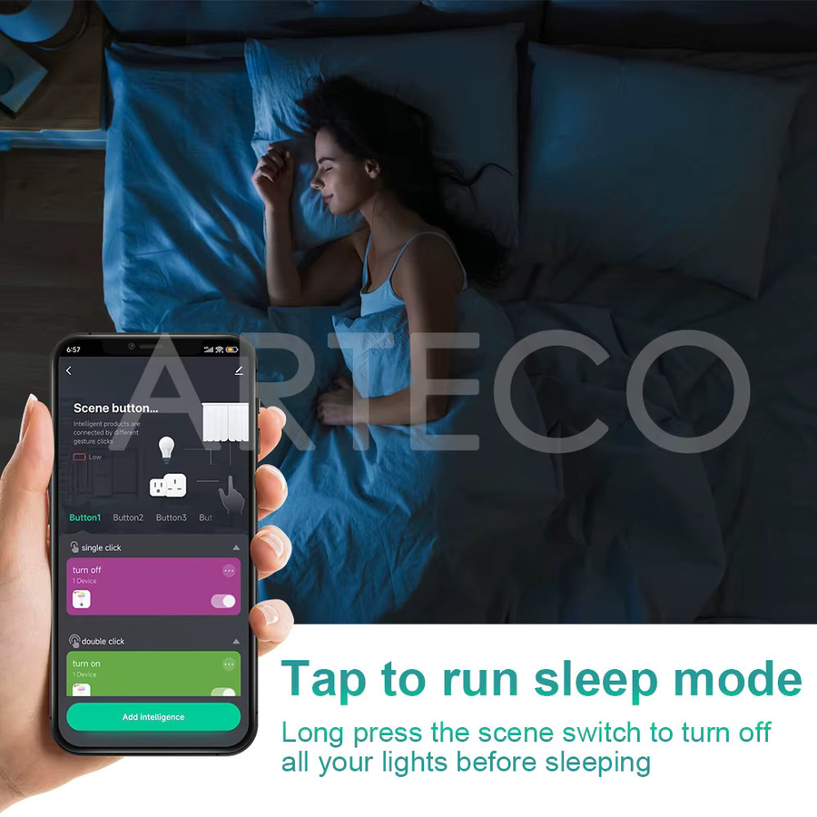 Arteco Tuya Zigbee Drahtloser Szenen-Schalter Push Button Controller zur Smart Home Automatisierung in Weiß - Bild 3