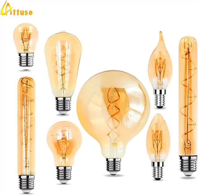 LATTUSO Retro Edison LED Glühlampe mit Spiral-Filament, E27, Transparent, Warmweiß - Bild 1