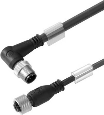 Weidmüller Sensor-Aktor-Steckverbinder M12 Stecker gewinkelt und Buchse gerade, schwarz, 5,00 m - Bild 1