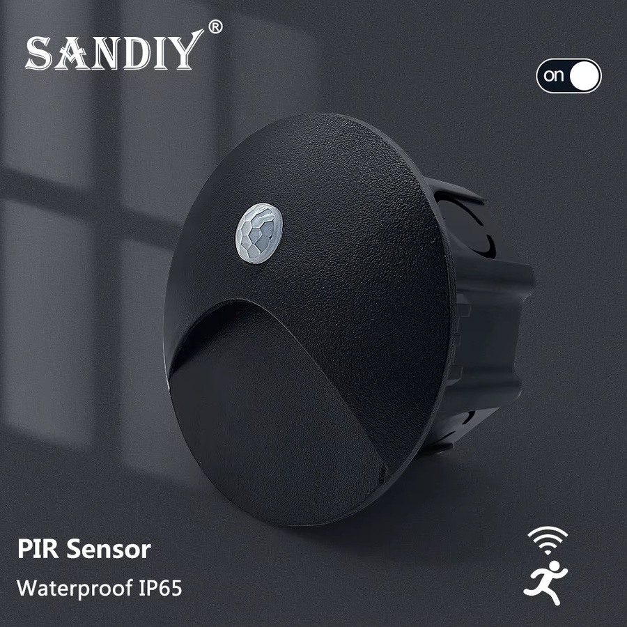 SANDIY LED Außenbeleuchtung mit Bewegungssensor, wasserdichte LED Wandlampe für Treppen und Garten, Warmweiß, Einbauleuchte mit 60 mm Box - Bild 2