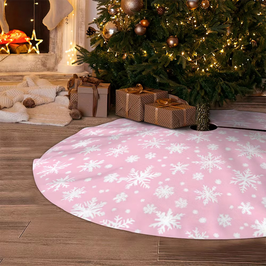 VIKAMA Weihnachtsbaumrock in Rosa mit Schneeflocken-Design und Schleifenmitten für deine Weihnachtsdekoration - Bild 5