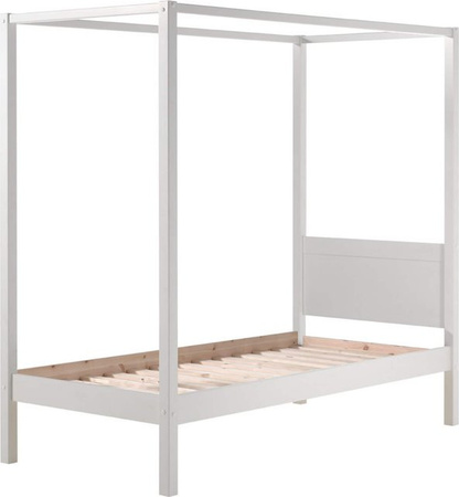 Vipack Himmelbett Romantik mit Lattenrost und Himmelgestänge, Farbe: Weiß, B/T/H: 90 x 200 cm