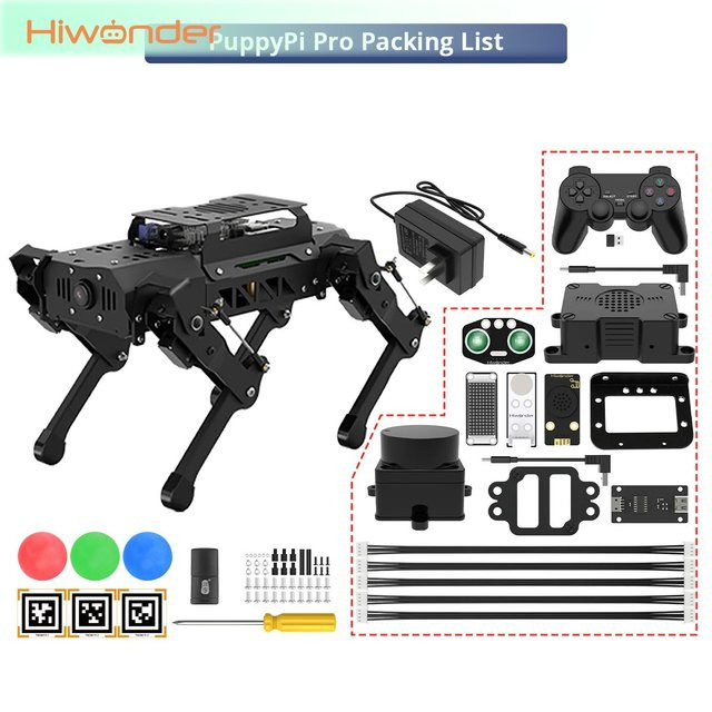 Hiwonder PuppyPi Pro Kit Roboterhund, mit Raspberry Pi 5, KI-Vision, KI-Sprachinteraktion & Sensor-Kit - Bild 1