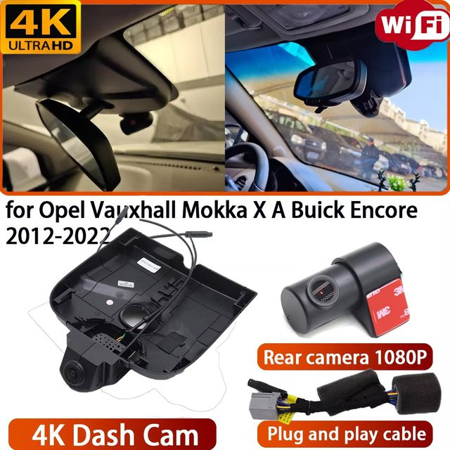 HighCity 4K Dashcam Videorekorder mit WLAN und 170 Grad Weitwinkel für Opel Vauxhall Mokka X und Buick Encore, Schwarz - Bild 1